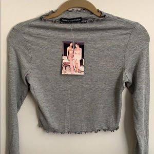 New naked wardrobe ruffle hem crop top